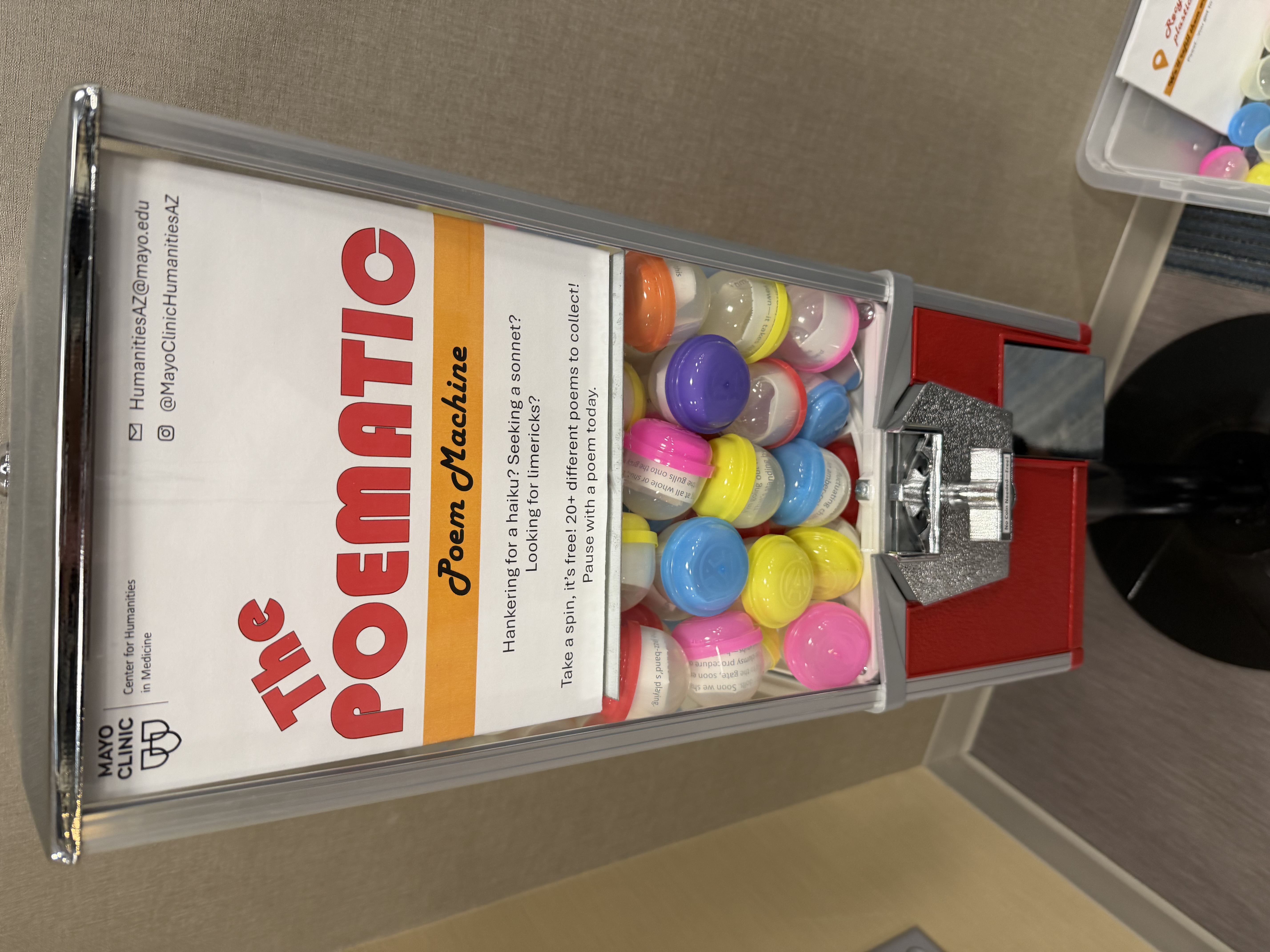 The poem vending machine at Phuong's lab.