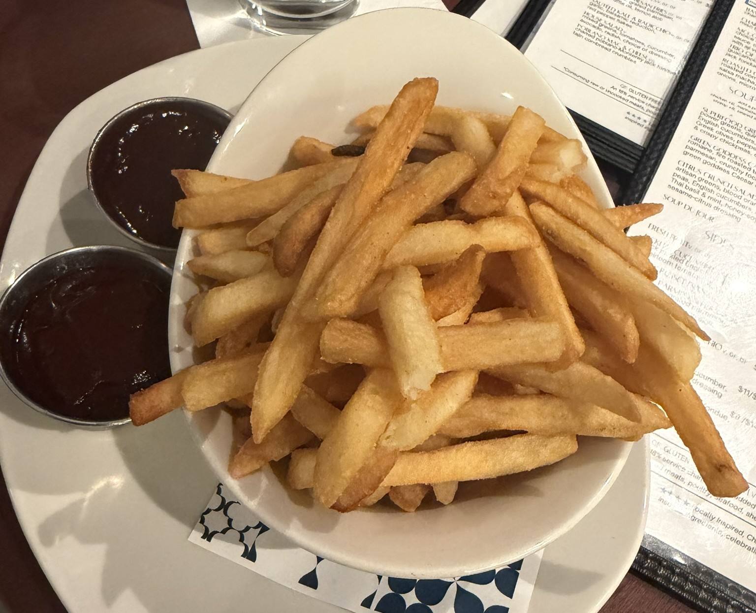 Fries I got at the restaurant located at Hyatt Regency McCormick. Mid.