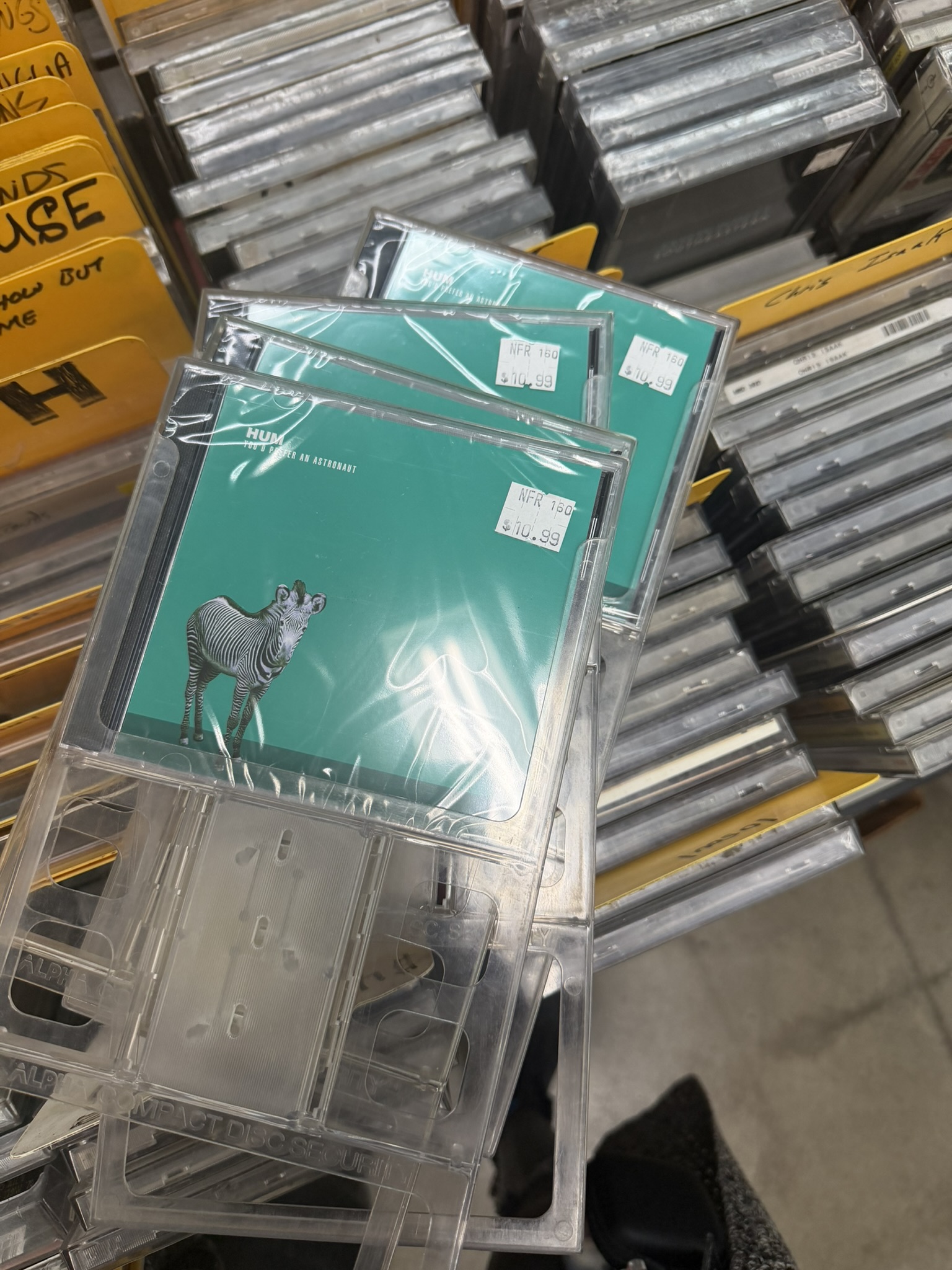 A collection of Hum CDs spotted in Vintage Vinyl on the Delmar Loop.