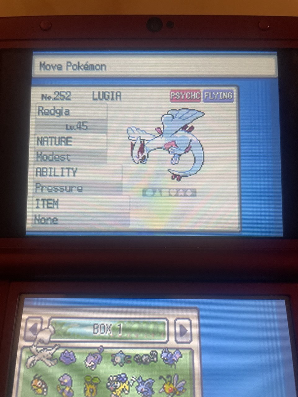 A shiny lugia as seen in Pokémon SoulSilver.