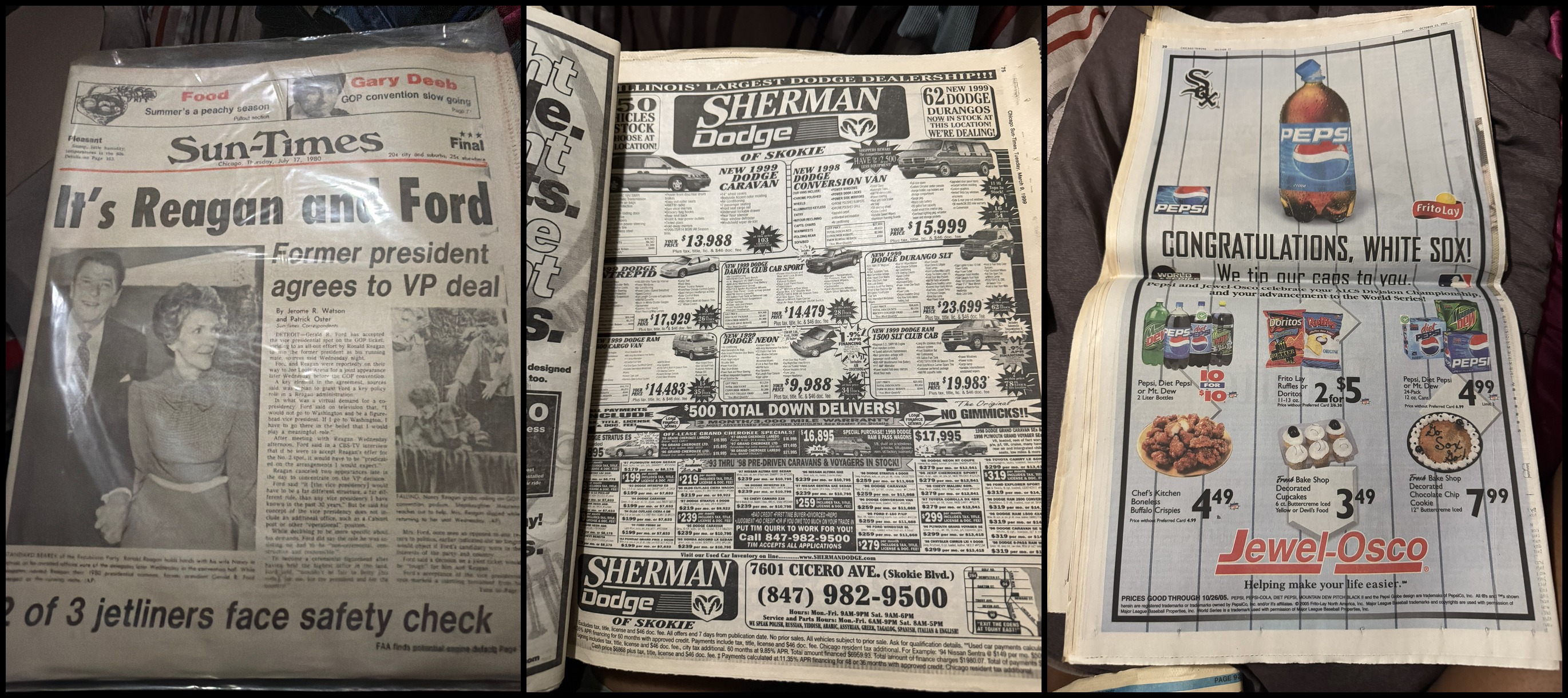 Newspapers and salespapers my sister got from an estate sale.
