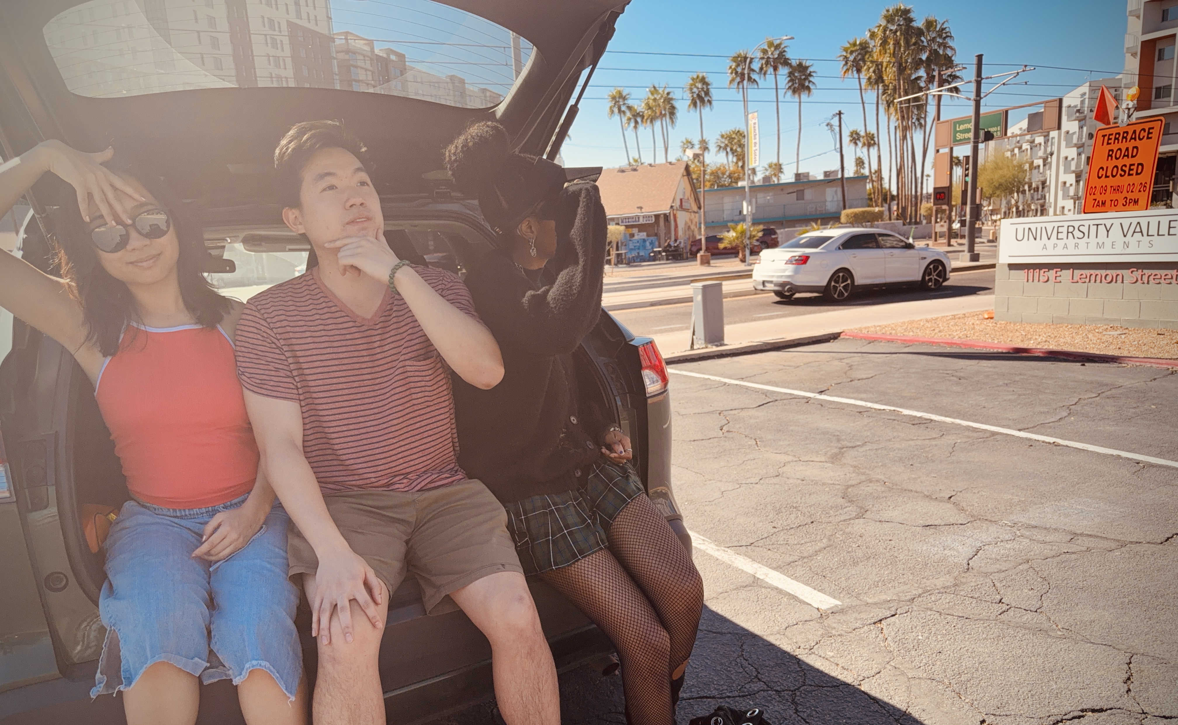 Tom, Phuong, and I chilling in the desert.