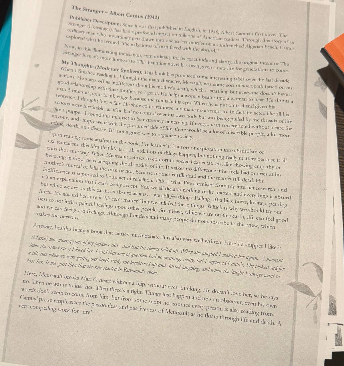 My writeup for the book club